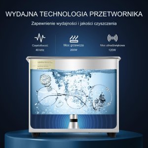 Myjka Ultradźwiękowa Przenośna Sterylizator + Timer 3L 120 W 2