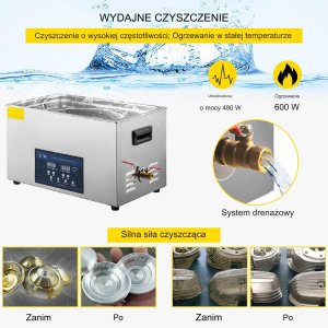 Myjka Ultradźwiękowa Przenośna 22L 500 W 3