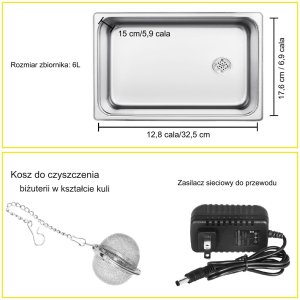Myjka Ultradźwiękowa Przenośna Sterylizator + Timer 180 W 5