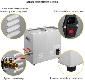 Ultradźwiękowa myjka 6,5 l szybkie czyszczenie, regulacja czasu Cyfrowa 5