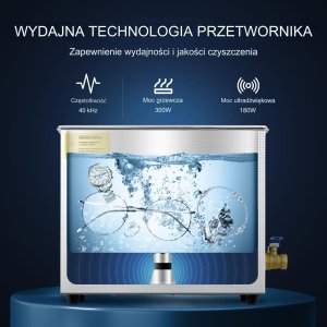 Myjka Ultradźwiękowa Przenośna Sterylizator + Timer 6L 180W 2