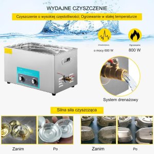Myjka Ultradźwiękowa Sterylizator Kosmetyczny Przenośna 30 L 600W 5