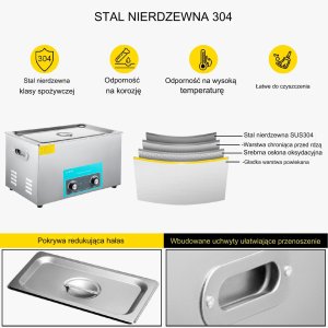 Myjka Ultradźwiękowa Sterylizator Kosmetyczny Przenośna 30 L 600W 6