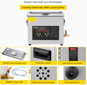 Myjka Ultradźwiękowa Przenośna 180 W 6L 5