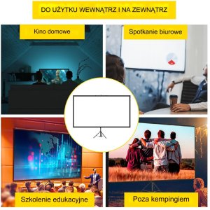 Ekran projekcyjny do projektora na statywie 90 cali 16:9 4K HD 7