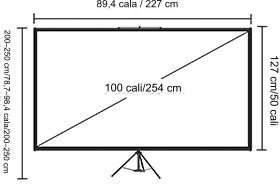 Ekran projekcyjny do projektora na statywie 90 cali 16:9 4K HD 8