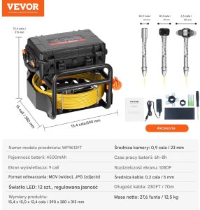 Kamera inspekcyjna profesjonalna endoskopowa 70 m + lokalizator 6
