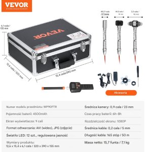 Kamera inspekcyjna endoskopowa profesjonalna 50 m 36-krotny zoom 6