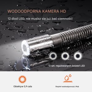 Kamera inspekcyjna endoskopowa Boroskop do rur i kanałów 50 m 3