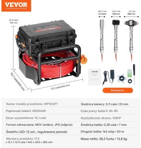 Samopoziomująca kamera inspekcyjna endoskopowa 50 m 6