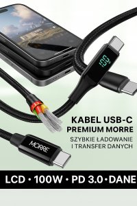 MORRE KABEL DO ŁADOWARKI USB-C 100W 1,5m Z WYŚWIETLACZEM LED 6