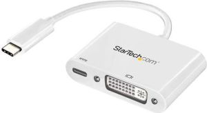 Adapter USB StarTech USB-C - DVI + USB-C Biały  (CDP2DVIUCPW) 1