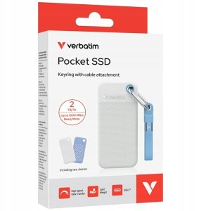 Dysk Zewnętrzny Verbatim Pocket SSD 2TB USB-C 3.2 gen.2 biały-jasnoniebieski 32321 6