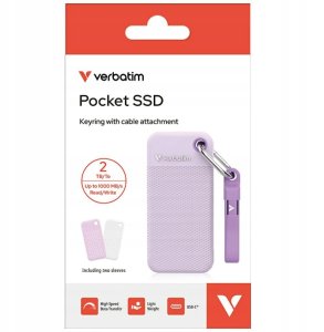 Dysk Zewnętrzny Verbatim Pocket SSD 2TB USB-C 3.2 gen.2 biały-fioletowy 32323 6