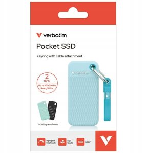 Dysk Zewnętrzny Verbatim Pocket SSD 2TB USB-C 3.2 gen.2 czarny-polarny niebieski 32325 6