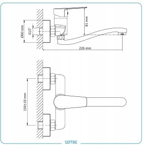 Bateria umywalkowa Sotbe Gaula ścienna chrom (GAU-SKW-20-20223848) 3