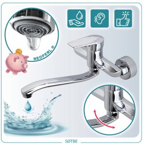 Bateria umywalkowa Sotbe Gaula ścienna chrom (GAU-SKW-20-20223848) 4