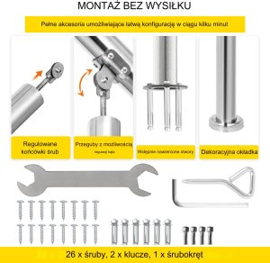 3-Stopniowa Poręcz ze Stali Nierdzewnej 9