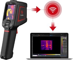 Kamera termowizyjna GuideIR , 256x192, -20C do 550C, FOV 2519, LCD 2.4", Laser, 2MP, Pamięć 16GB, Wi-Fi, 11h Bateria, E2+ 7