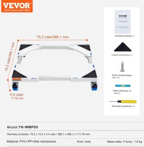 Podstawa pod pralkę suszarkę AGD teleskopowa z kółkami 381-615 mm 5