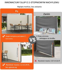 Parawan boczny na taras markiza osłona na roleta przeciwsłoneczna 200x600cm 2