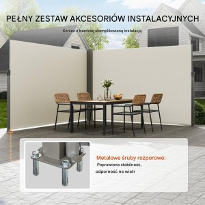 Parawan boczny na taras markiza osłona na roleta przeciwsłoneczna 200x600cm 3
