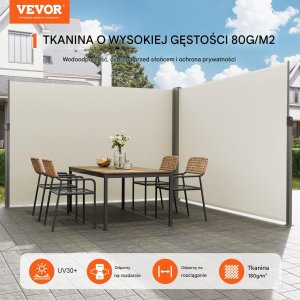 Parawan boczny na taras markiza osłona na roleta przeciwsłoneczna 200x600cm 7