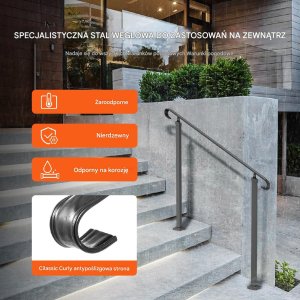 Poręcz schodowa zewnętrzna balustrada uchwyt schodowy 120 cm 2