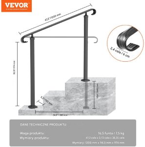 Poręcz schodowa zewnętrzna balustrada uchwyt schodowy 120 cm 6