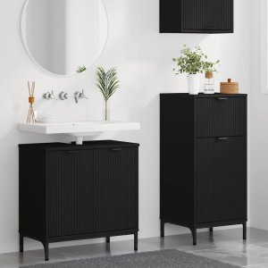 vidaXL Zestaw mebli łazienkowych Krata 2 pcs Czarny 39.5 x 36 x 88 cm 4