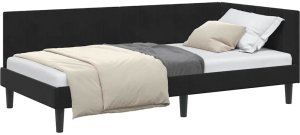 vidaXL Rama łóżka narożnego Z zagłówkiem Czarny 100 x 200 cm Aksamit 3
