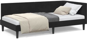 vidaXL Rama łóżka narożnego Z zagłówkiem Czarny 100 x 200 cm Aksamit 4