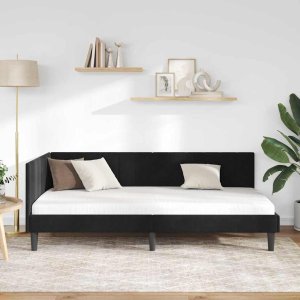 vidaXL Rama łóżka narożnego Z zagłówkiem Czarny 100 x 200 cm Aksamit 5