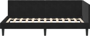 vidaXL Rama łóżka narożnego Z zagłówkiem Czarny 100 x 200 cm Aksamit 6