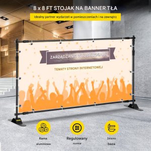 STOJAK STELAŻ REGULOWANY NA BANER Statyw do tła 240 x 240 cm 2