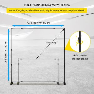 STOJAK STELAŻ REGULOWANY NA BANER Statyw do tła 240 x 240 cm 4