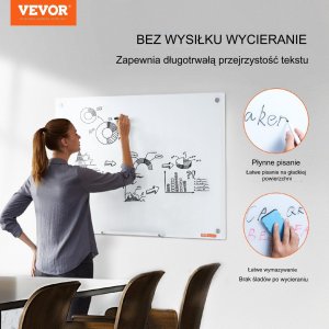 Szklana tablica magnetyczna biała ścienna 90 x 60 cm do biura i domu 6