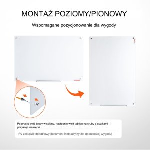 Szklana tablica magnetyczna biała ścienna 90 x 60 cm do biura i domu 7