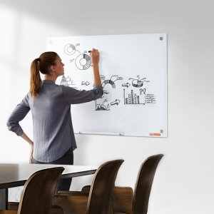 Szklana tablica magnetyczna biała ścienna 90 x 60 cm do biura i domu 8