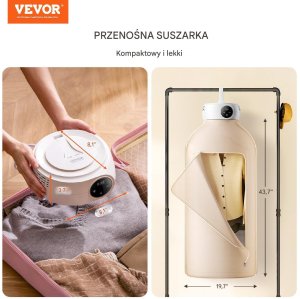 Suszarka do ubrań błyskawiczna elektryczna przenośna wisząca 600W 8