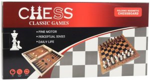 Klasyczna Gra Logiczna 3w1 Szachy Warcaby Backgammon Drewniane LEAN Toys 5