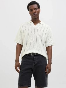 Jack & Jones Jack&Jones koszulka męska JORPAROS KNIT ESTER SS CROCHET POLO 12272562 SEA SALT M 2