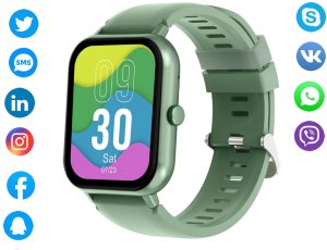 Smartwatch zegarek damski męski gumowy pasek sport bluetooth rozmowy zieleń 2