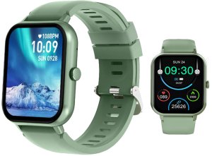 Smartwatch zegarek damski męski gumowy pasek sport bluetooth rozmowy zieleń 10