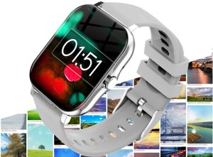 Smartwatch zegarek damski męski gumowy pasek sport bluetooth rozmowy szary 3