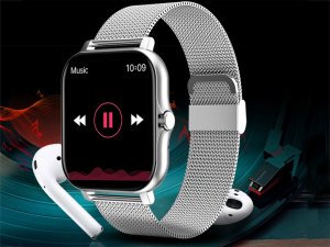 Smartwatch zegarek damski męski gumowy pasek sport bluetooth rozmowy szary 9