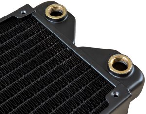 Phobya R27-S240 Radiator, 240 mm Radiator, 18 FPI, Kupferlamellen, 2x G1/4-Zoll-Anschlüsse – schwarz 2