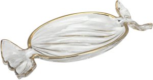 Patera szklana cukierek ze złotym paskiem 173411 2