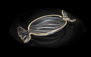 Patera szklana cukierek ze złotym paskiem 173411 3