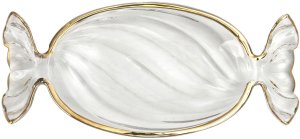 Patera szklana cukierek ze złotym paskiem 173411 6